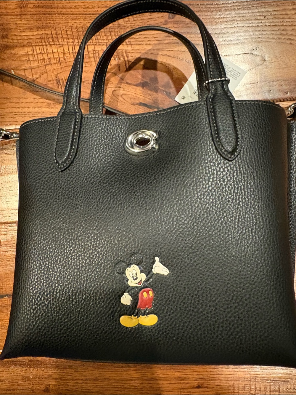 NWT Disney x Coach Mickey Mouse Willow Tote 24 Black Leather CQ794 Crossbody